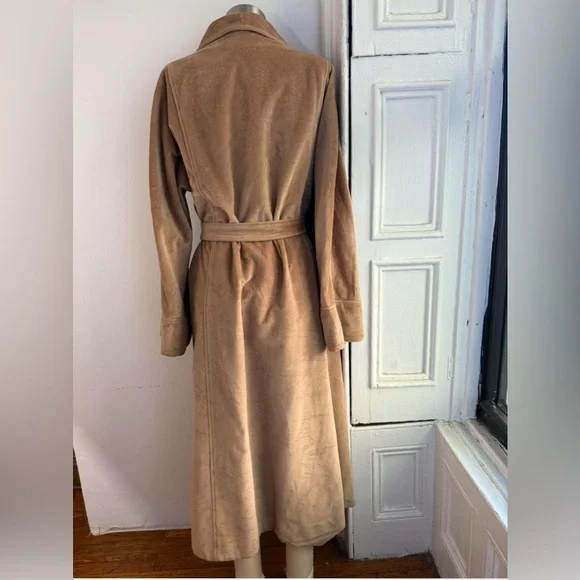 Camel Cashmere Maxi Trench Coat Long Belted Wrap Robe Winter Coat - Picture 14 of 15